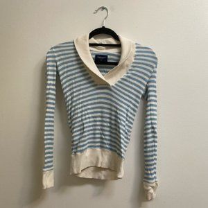 American Eagle Outfitters Striped Shawl Collar Sweater S